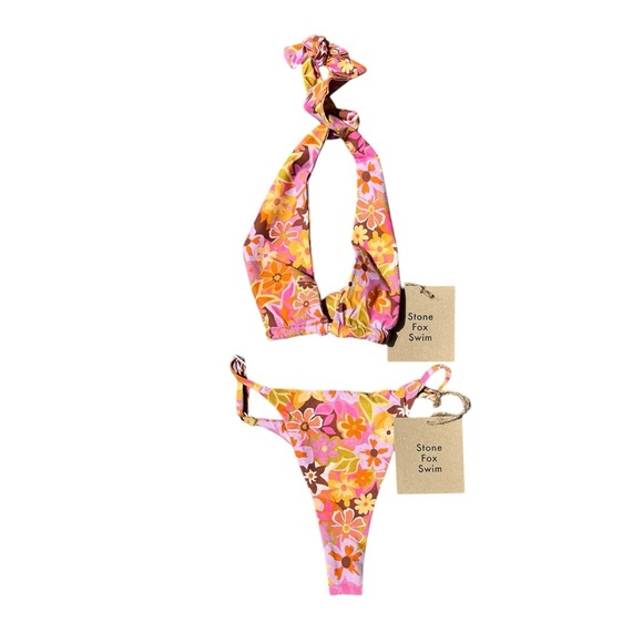 🌻NEW w.tags! Stone Fox Swim Retro Pop Bikini Set Size Small - Picture 1 of 16